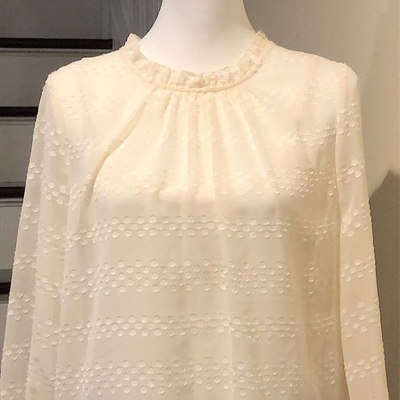 LIZ CLAIBORNE Ivory Pullover Blouse W Scalloped Collar & Cuff Sz Small NWT - Picture 5 of 11